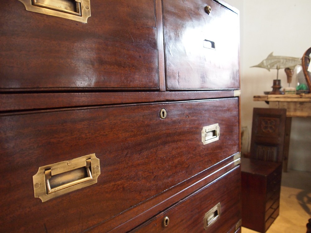 Rare early 19thc George IV Military Campaign chest of drawers W Day The Strand View VII