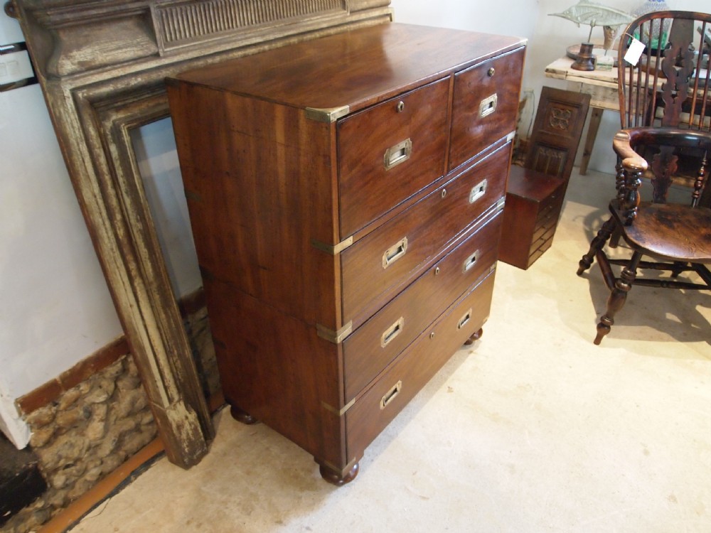 Rare early 19thc George IV Military Campaign chest of drawers W Day The Strand View VIII