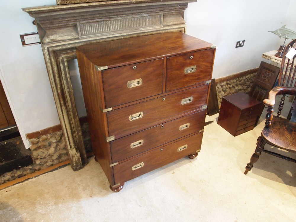 Rare early 19thc George IV Military Campaign chest of drawers W Day The Strand View XI