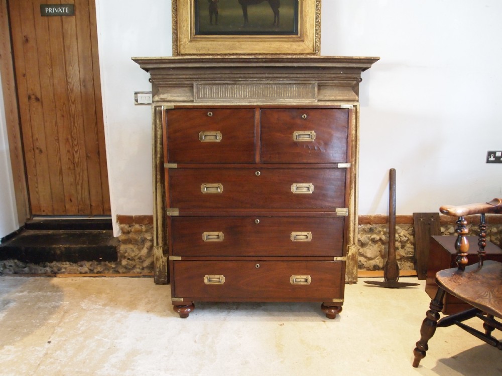 Rare early 19thc George IV Military Campaign chest of drawers W Day The Strand View XIV