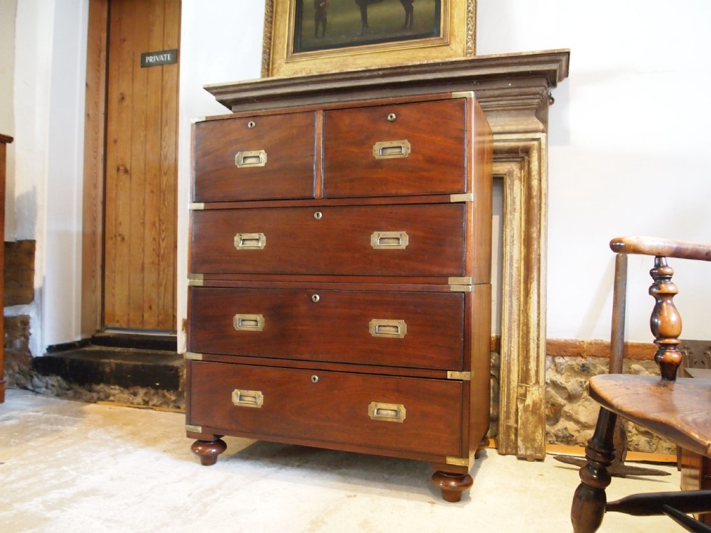 Rare early 19thc George IV Military Campaign chest of drawers W Day The Strand View XVI