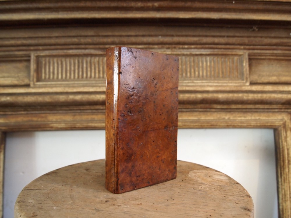 Box rare treen Burr Oak table box in book form c1840