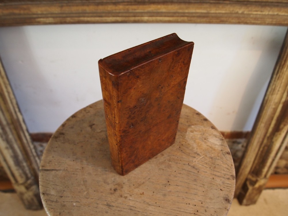 Box rare treen Burr Oak table box in book form c1840 View II