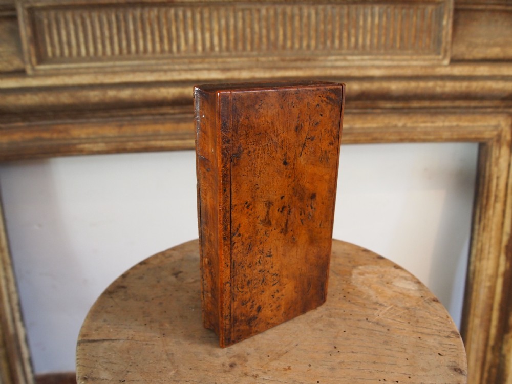 Box rare treen Burr Oak table box in book form c1840 View VI