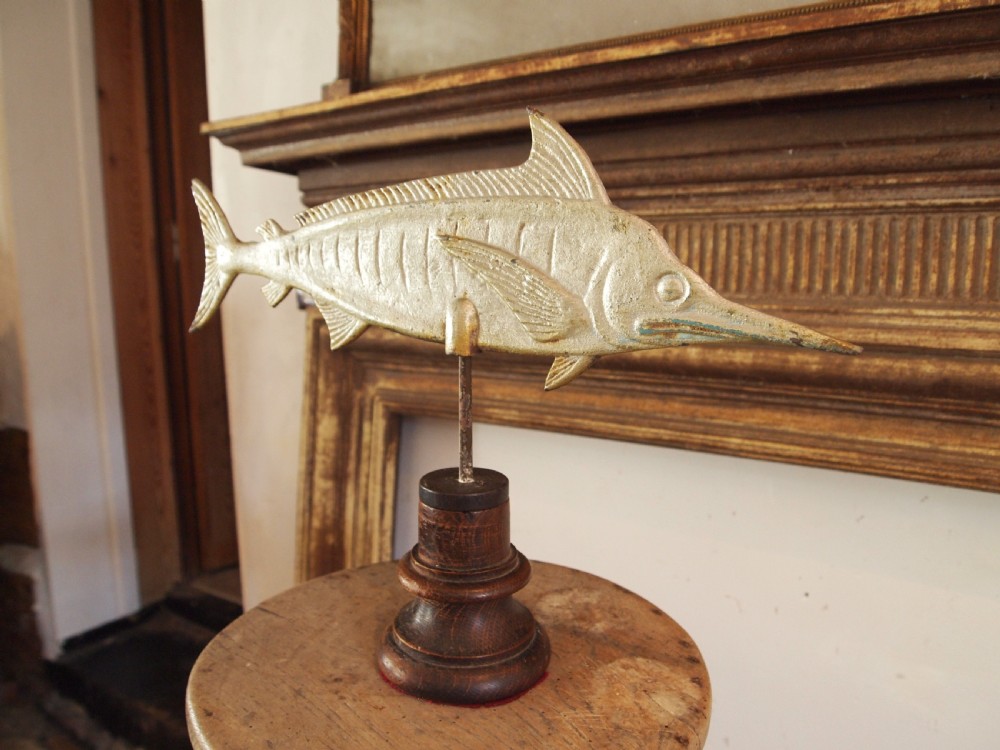 Folk art cast Iron silvered swordfish c1910 View II