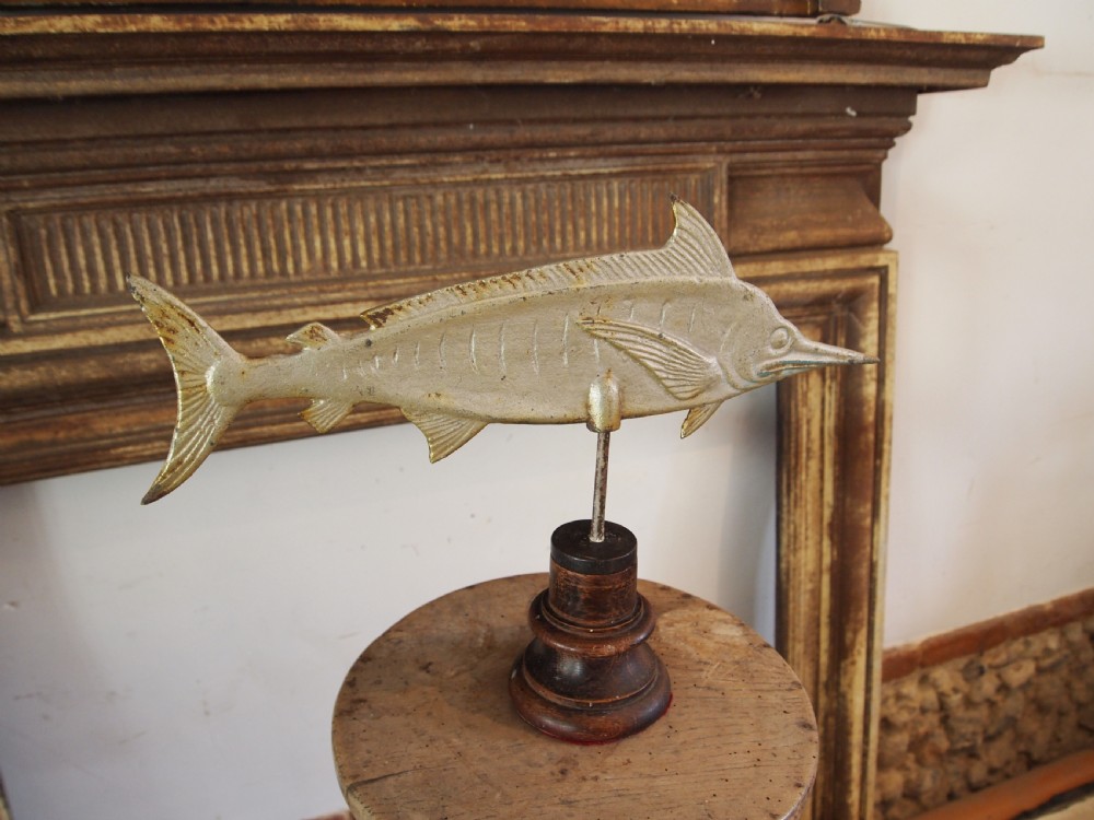 Folk art cast Iron silvered swordfish c1910 View VI