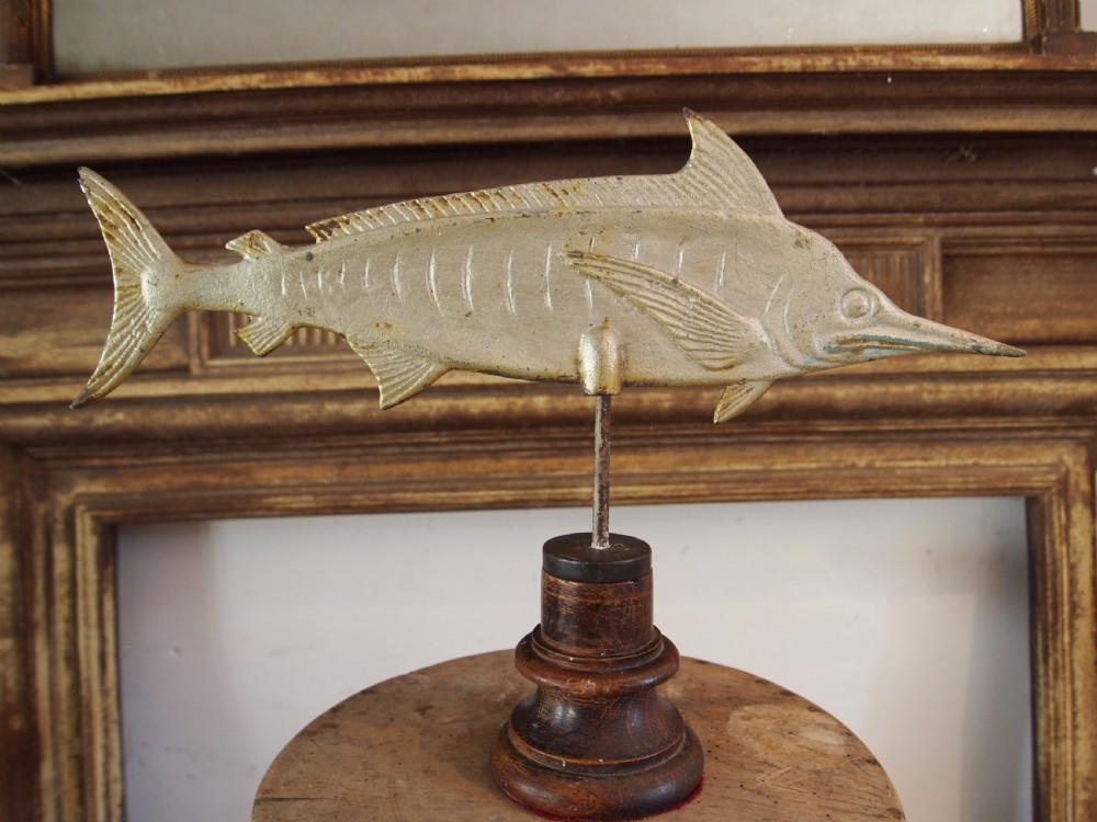 Folk art cast Iron silvered swordfish c1910 View VIII