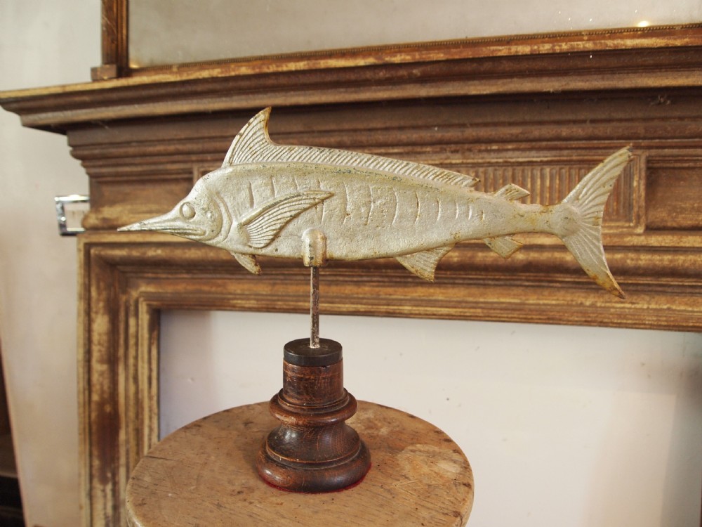 Folk art cast Iron silvered swordfish c1910 View IX