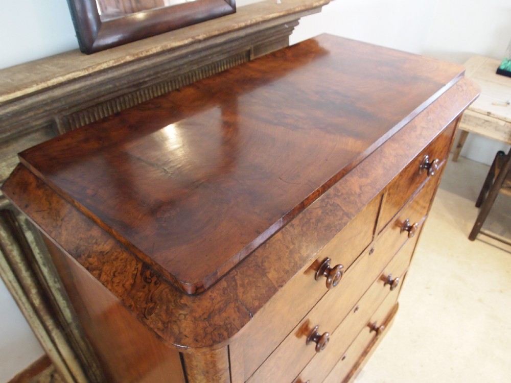 Chest of drawers outstanding Burr Walnut Victorian c1850 View II