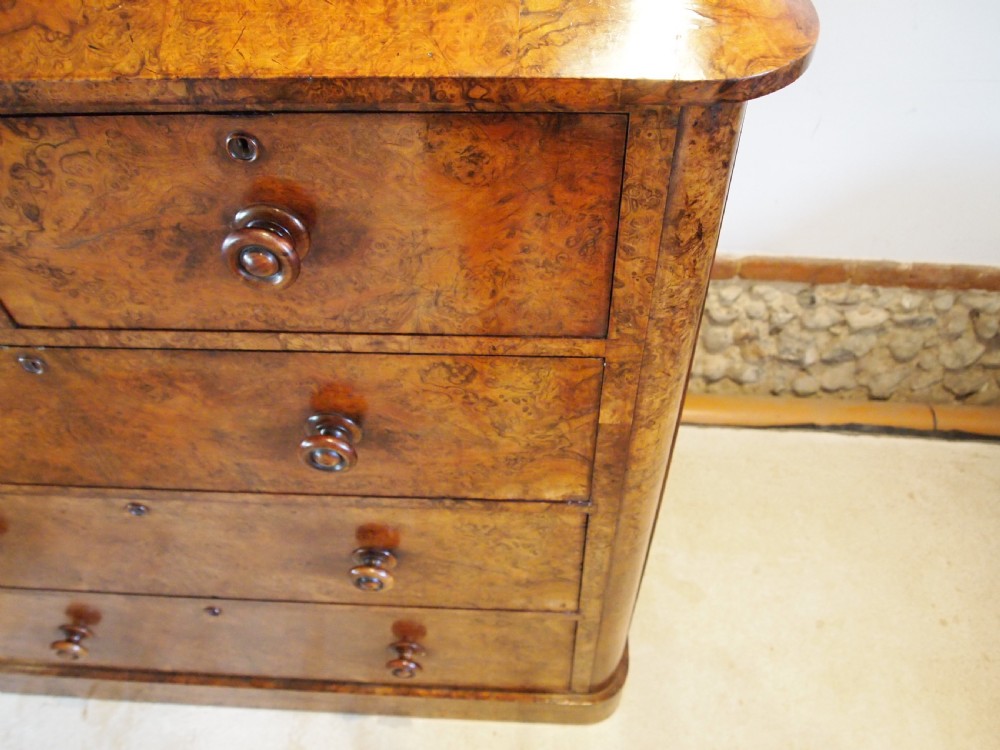 Chest of drawers outstanding Burr Walnut Victorian c1850 View III