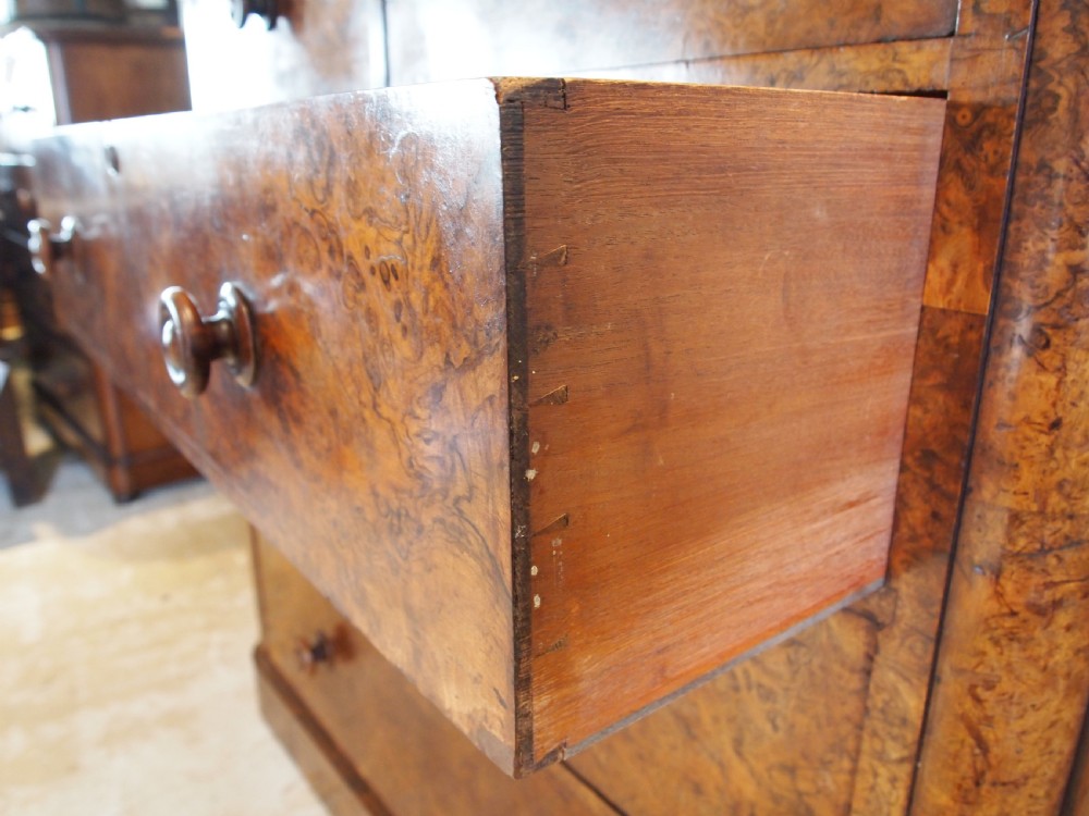 Chest of drawers outstanding Burr Walnut Victorian c1850 View V