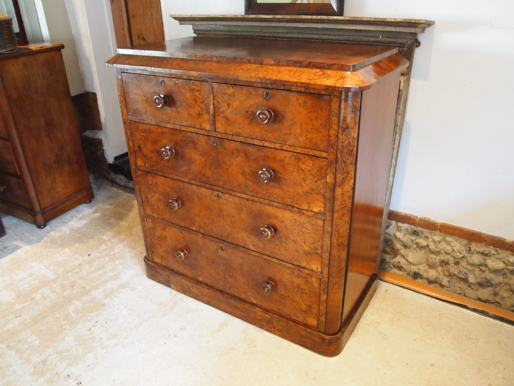 Chest of drawers outstanding Burr Walnut Victorian c1850 View XI