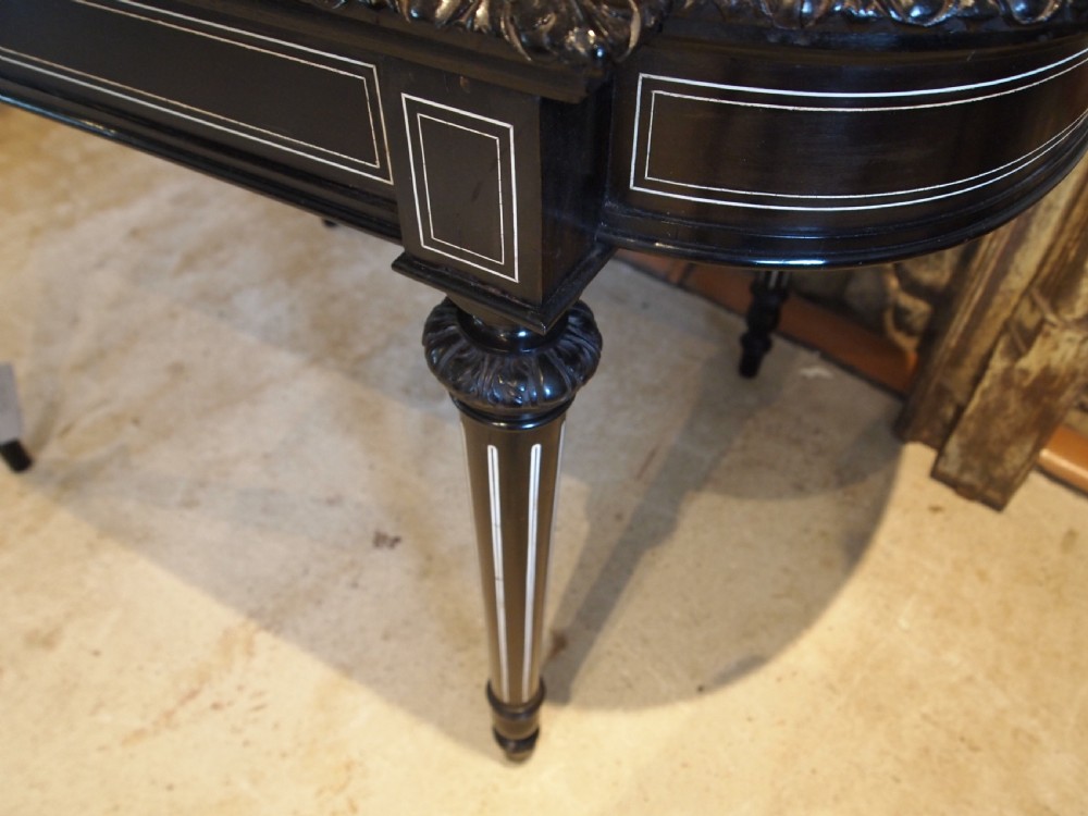 Table fine hall sofa console Amboyna ebonised manner of Gillows 1870 View VI