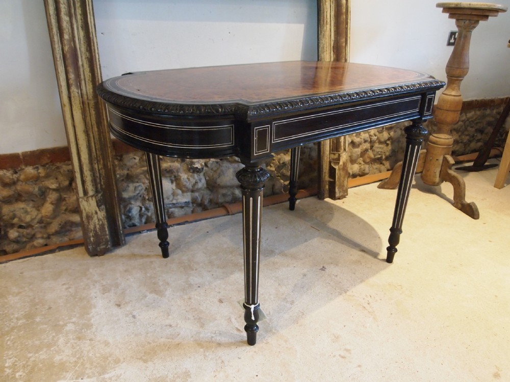 Table fine hall sofa console Amboyna ebonised manner of Gillows 1870 View VIII