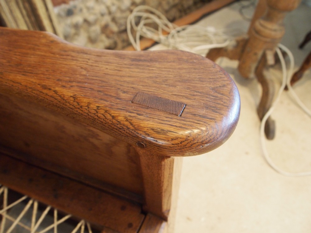 Rare Arts and Crafts Oak lambing rocking chair Cotswold school c1900 View IV
