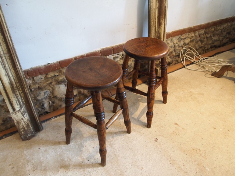 Stools fine pair of Victorian Ash and Elm stools c1880