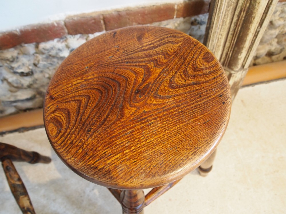 Stools fine pair of Victorian Ash and Elm stools c1880 View V