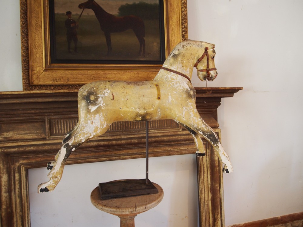 Horse Victorian rocking horse on stand folk art c1880