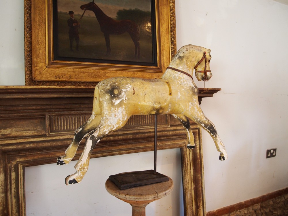 Horse Victorian rocking horse on stand folk art c1880 View III
