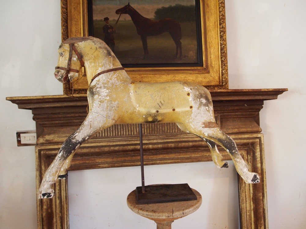 Horse Victorian rocking horse on stand folk art c1880 View V