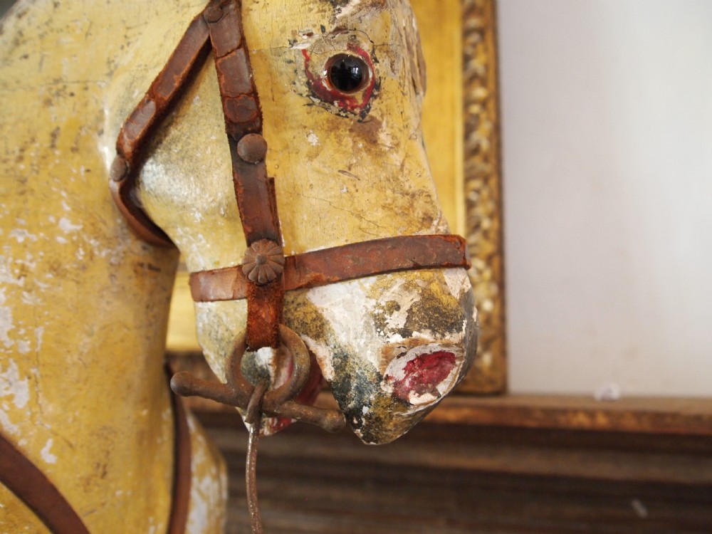 Horse Victorian rocking horse on stand folk art c1880 View VI