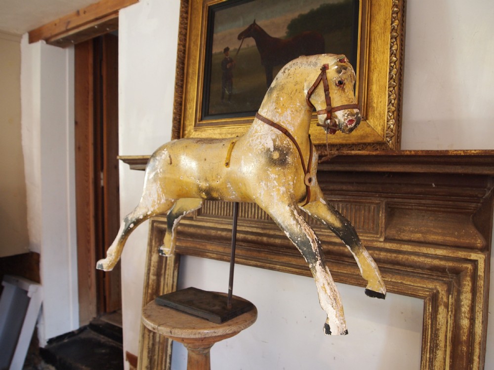 Horse Victorian rocking horse on stand folk art c1880 View IX