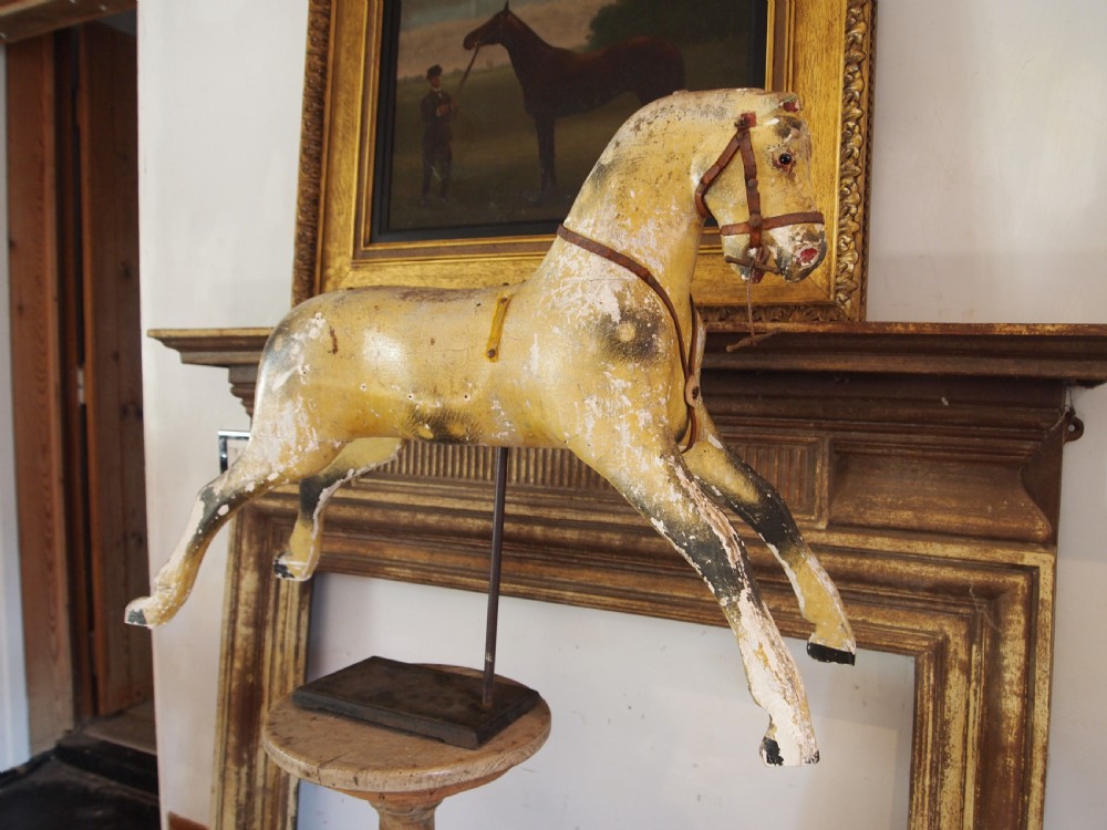 Horse Victorian rocking horse on stand folk art c1880 View X