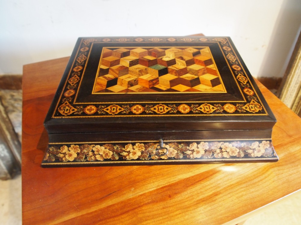 Fine Tunbridge ware box by Thomas Barton c1870 View VII