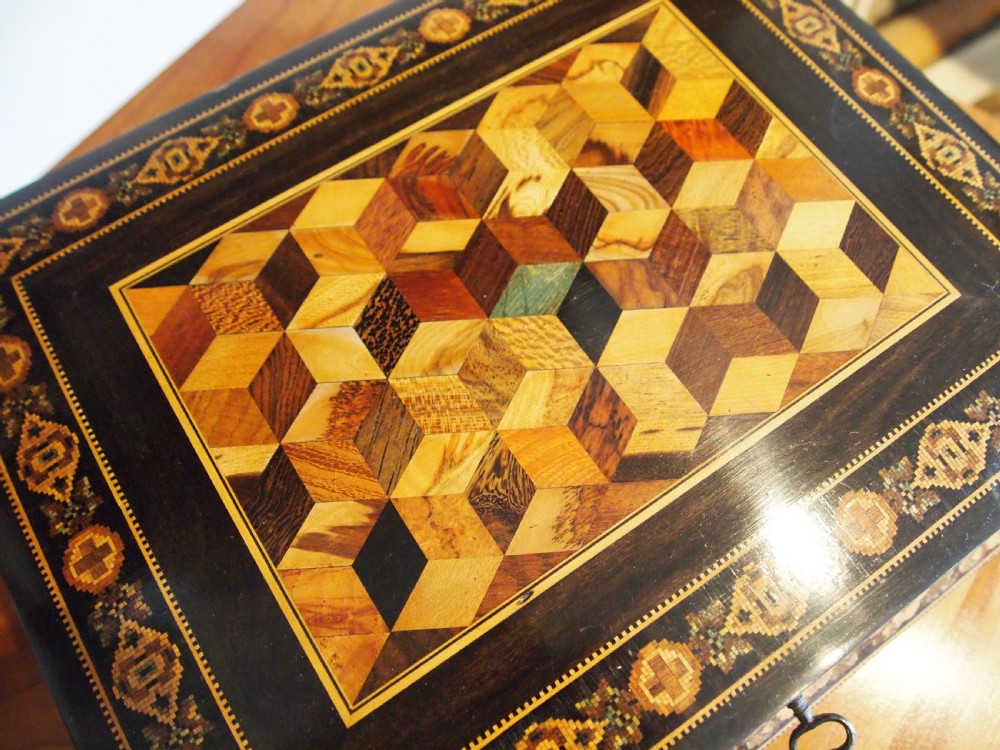 Fine Tunbridge ware box by Thomas Barton c1870 View IX
