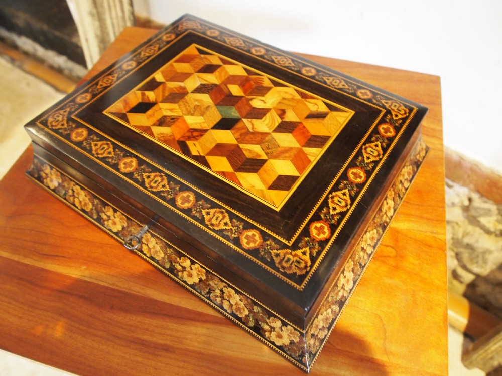Fine Tunbridge ware box by Thomas Barton c1870 View X