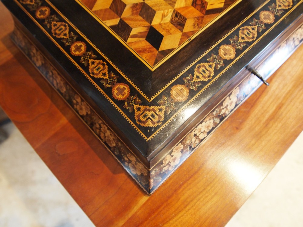 Fine Tunbridge ware box by Thomas Barton c1870 View XVI