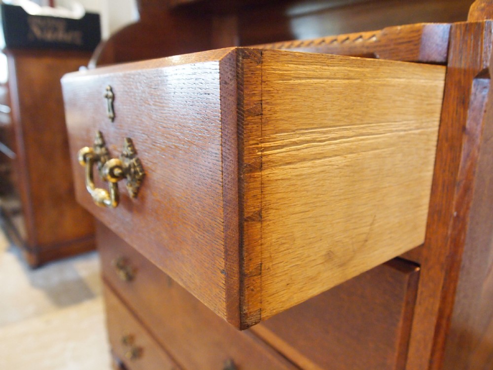 Desk Arts and Crafts Oak Gothic C Wilkinson & Son London c1870 View VIII