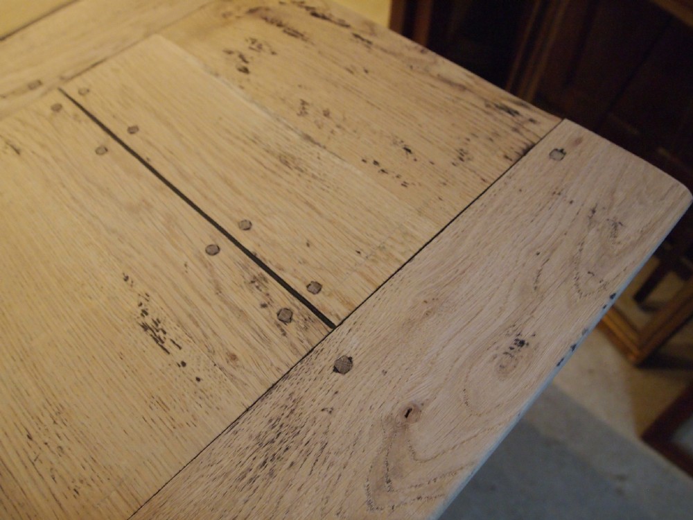 Table extending French Oak refectory farmhouse dining c1900 View II