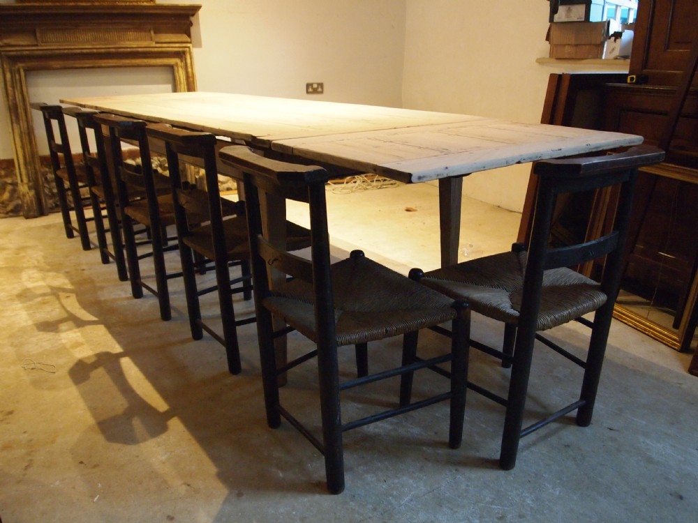 Table extending French Oak refectory farmhouse dining c1900 View V