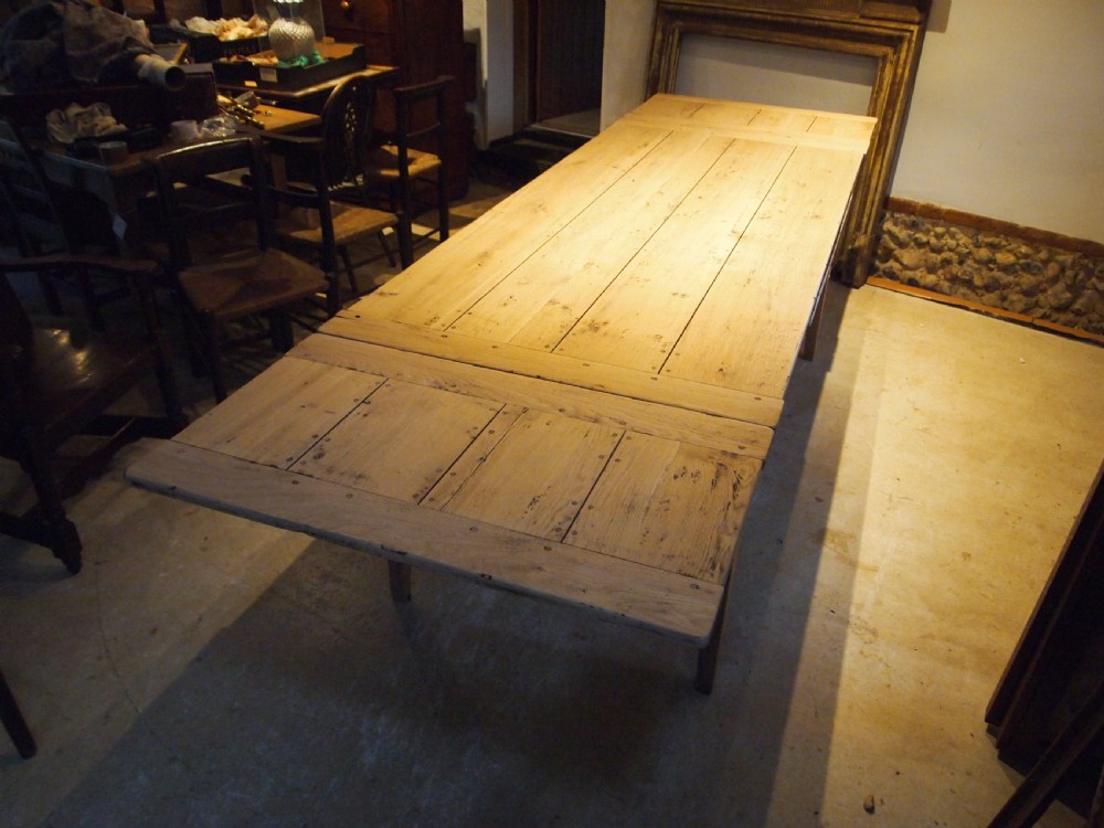 Table extending French Oak refectory farmhouse dining c1900 View VIII