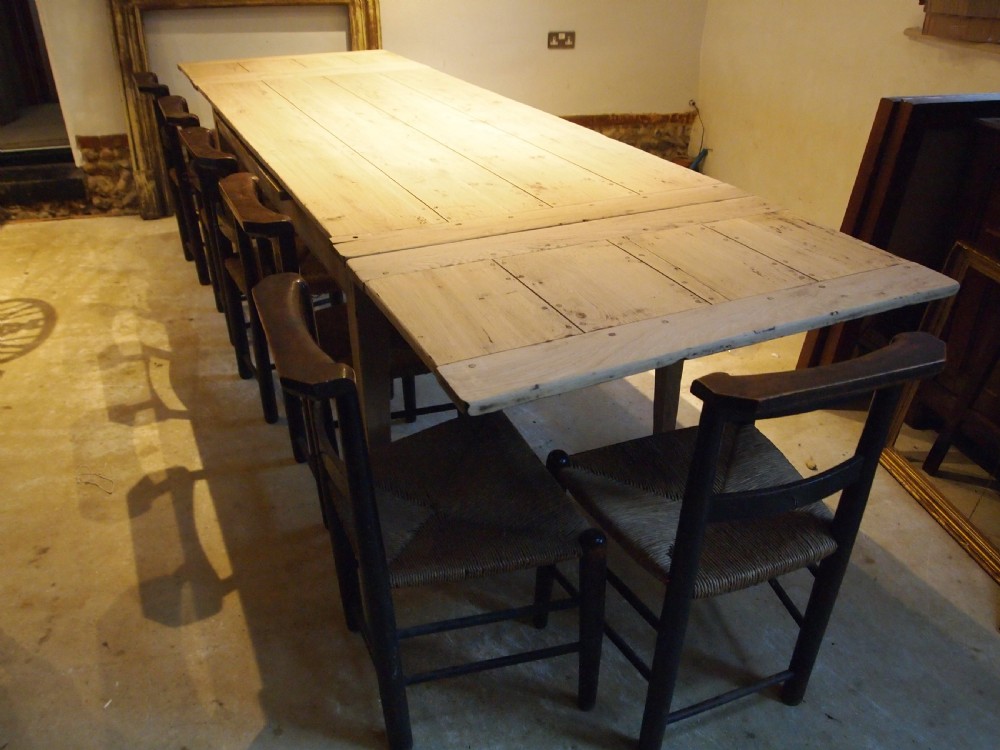 Table extending French Oak refectory farmhouse dining c1900 View IX