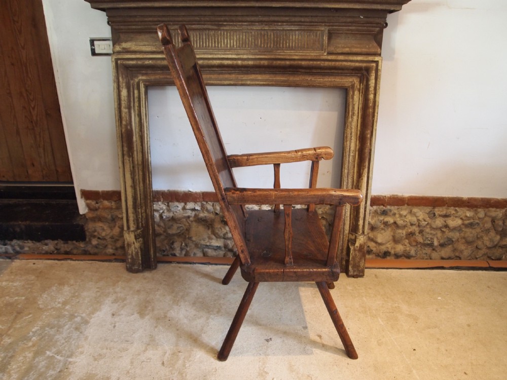 Chair stunning primitive George III Cumbrian armchair c1780 View VIII