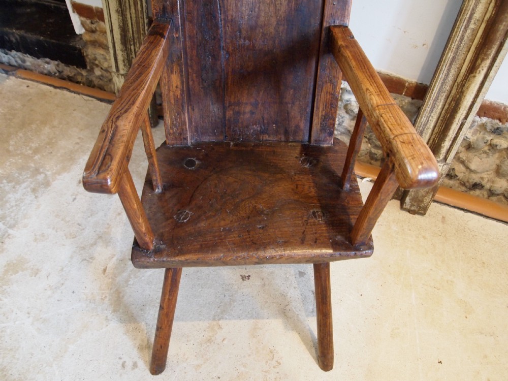 Chair stunning primitive George III Cumbrian armchair c1780 View XI