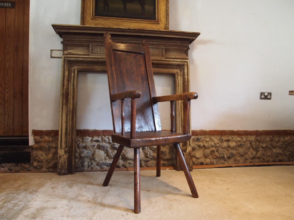 Chair stunning primitive George III Cumbrian armchair c1780 View XII