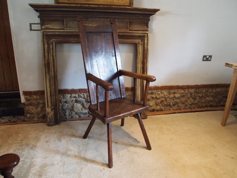 Chair stunning primitive George III Cumbrian armchair c1780 View XIV