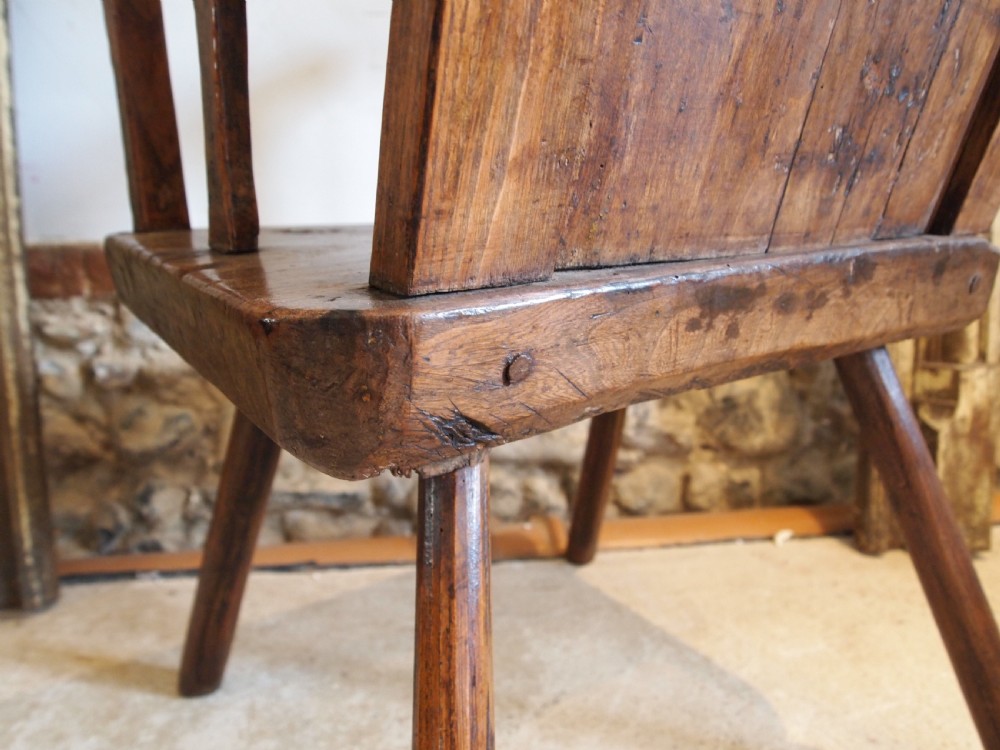 Chair stunning primitive George III Cumbrian armchair c1780 View XVII