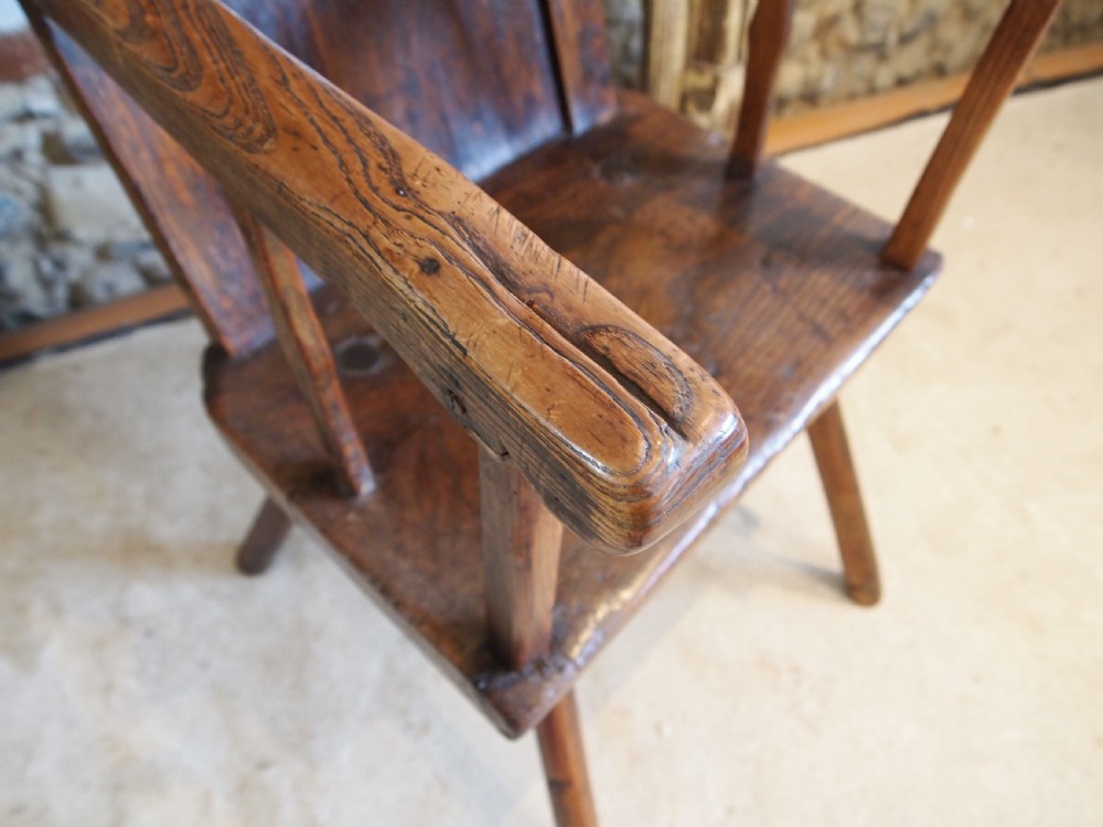 Chair stunning primitive George III Cumbrian armchair c1780 View XVIII