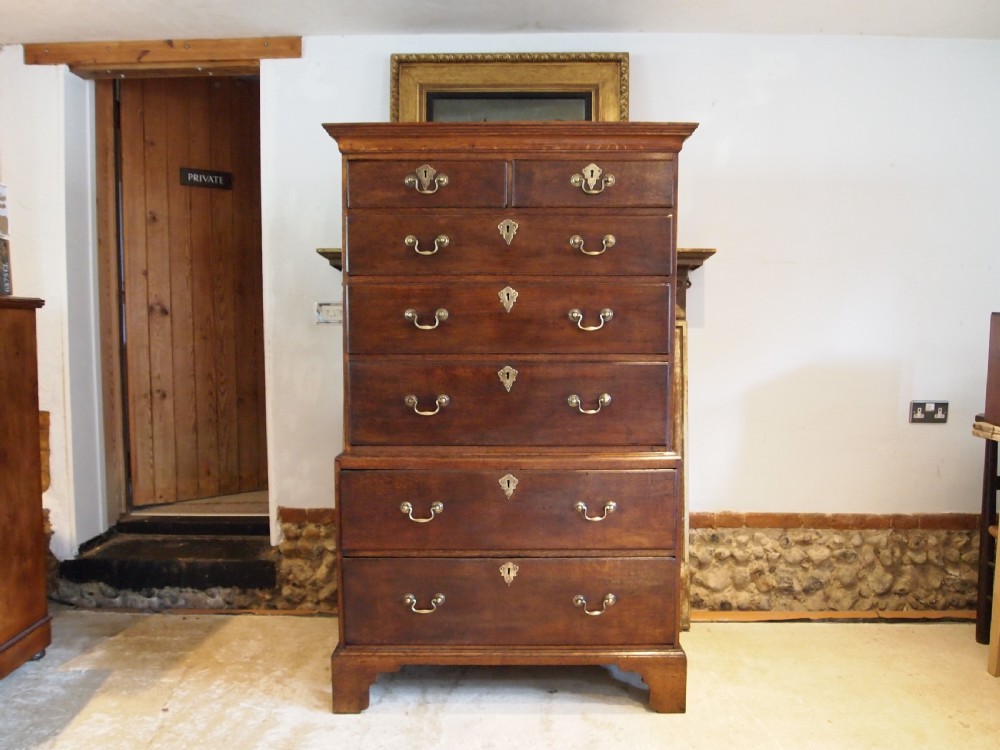 Chest on chest rare small George III Oak chest of drawers c1770