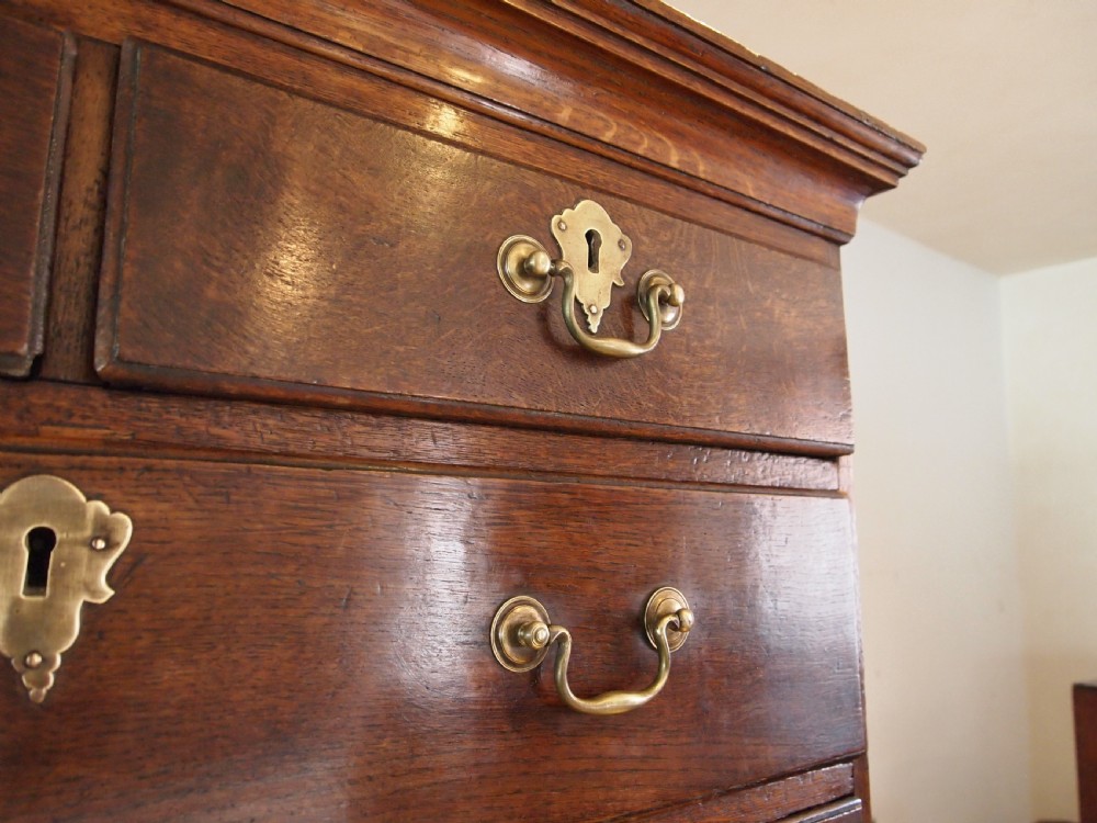 Chest on chest rare small George III Oak chest of drawers c1770 View III