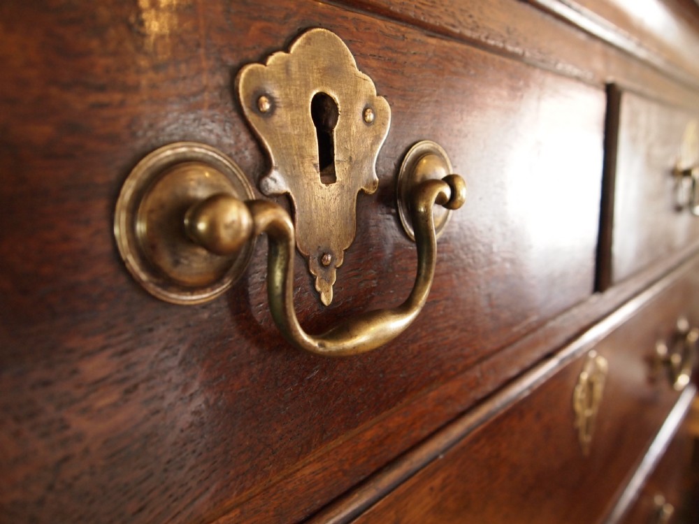 Chest on chest rare small George III Oak chest of drawers c1770 View V