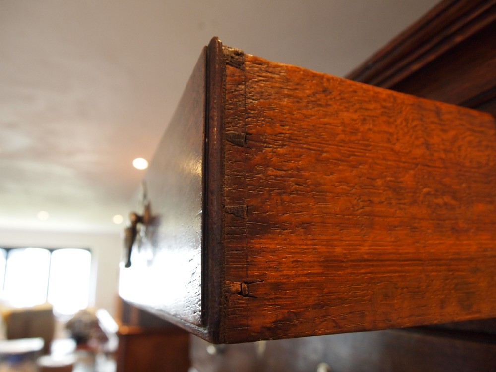 Chest on chest rare small George III Oak chest of drawers c1770 View VI