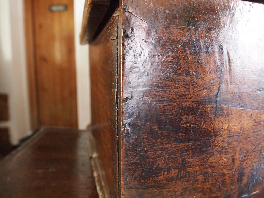 Box Charles II Oak boarded Bible or deed box c1680 View V