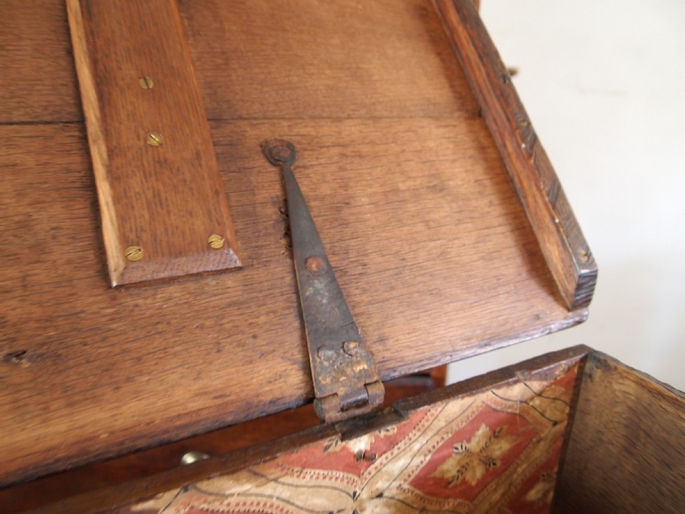 Box Charles II Oak boarded Bible or deed box c1680 View X