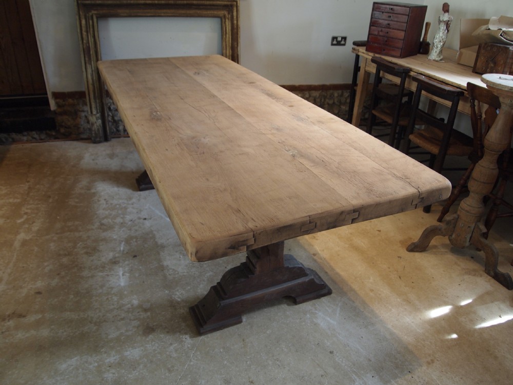 Table large French Monastic Oak refectory farmhouse dining c1880