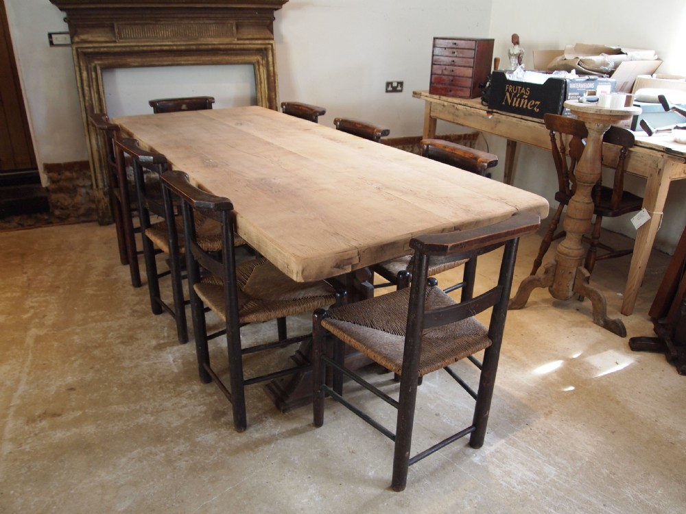 Table large French Monastic Oak refectory farmhouse dining c1880 View II